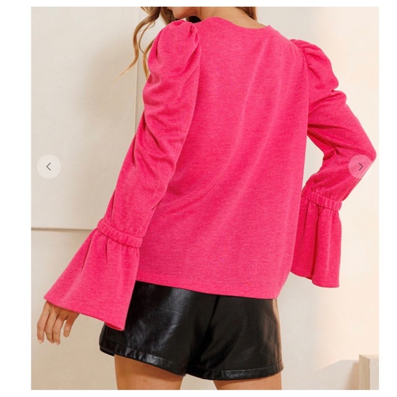 68 Boho Chic Puff Sleeve Solid Knit - Picture 2 of 5